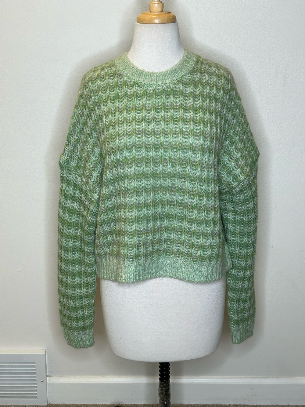Boden Green Marled Crewneck Sweater Size S Alpaca Blend